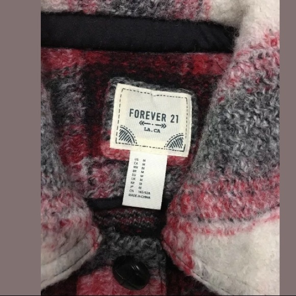 Forever 21 Wool Plaid Jacket Coat Sz Medium - Picture 2 of 8